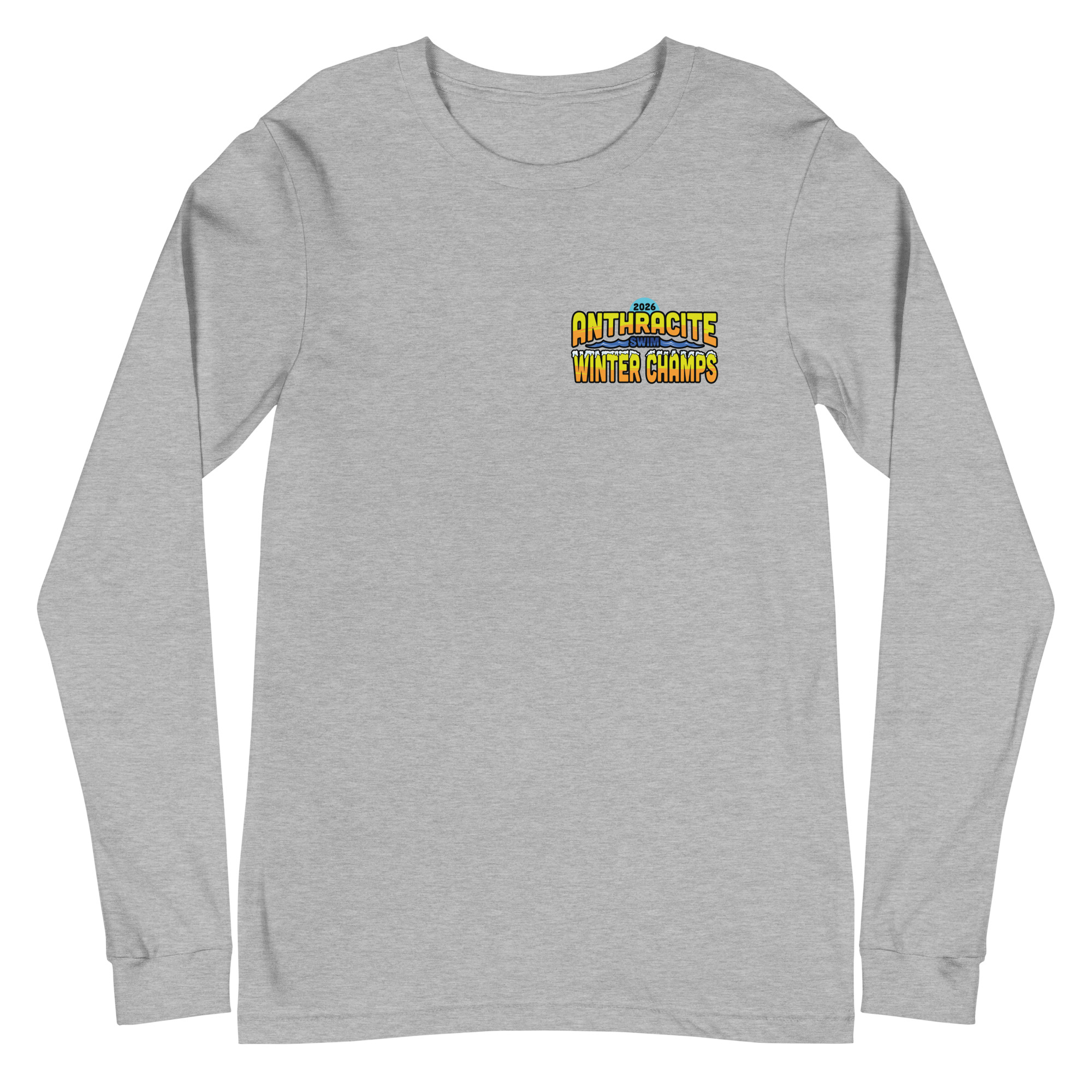 Anthracite Winter Swim Champs 2026 2-Sided Unisex Long Sleeve Tee - Image 7