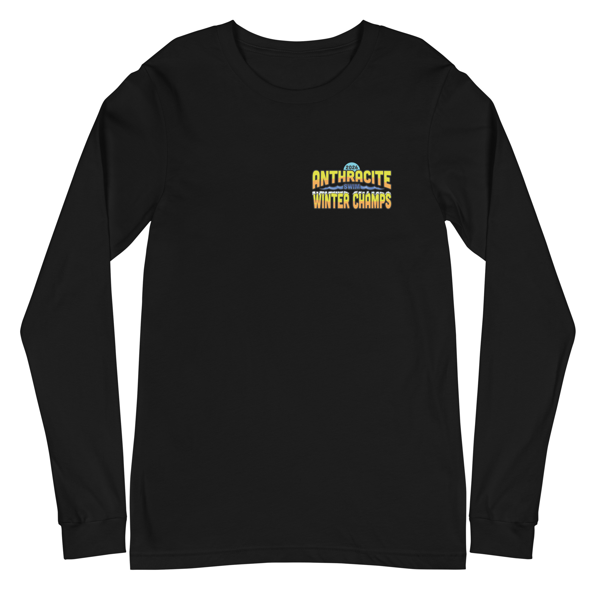 Anthracite Winter Swim Champs 2026 2-Sided Unisex Long Sleeve Tee - Image 2