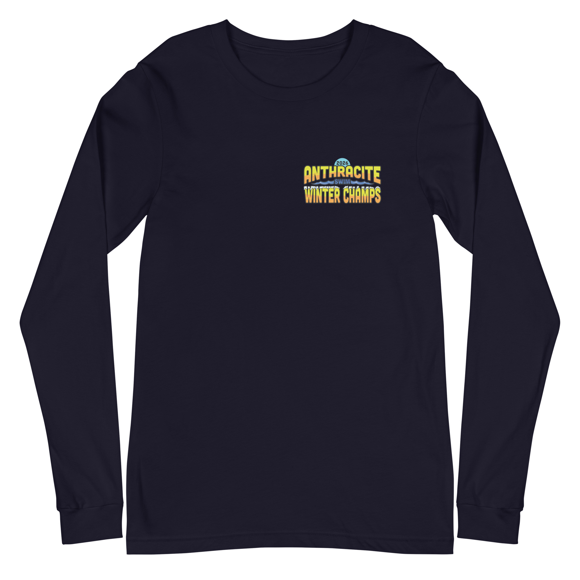 Anthracite Winter Swim Champs 2026 2-Sided Unisex Long Sleeve Tee - Image 3