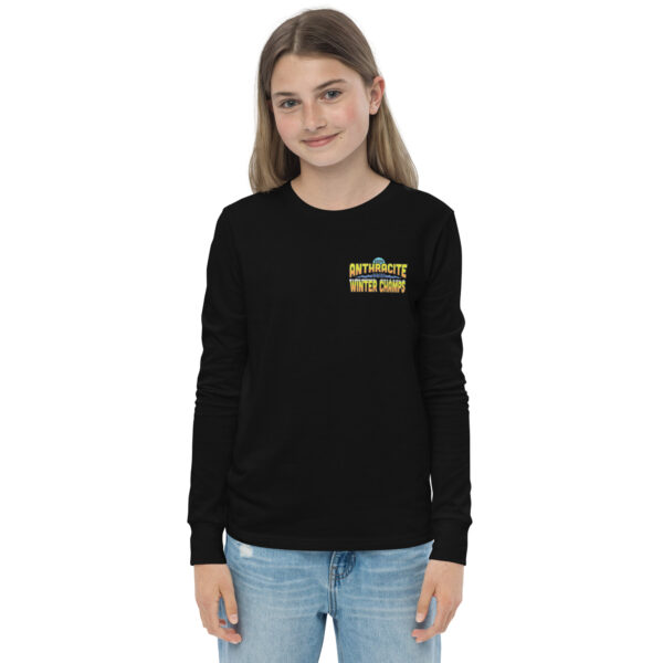Anthracite Winter Swim Champs 2026 2-Sided Youth long sleeve tee