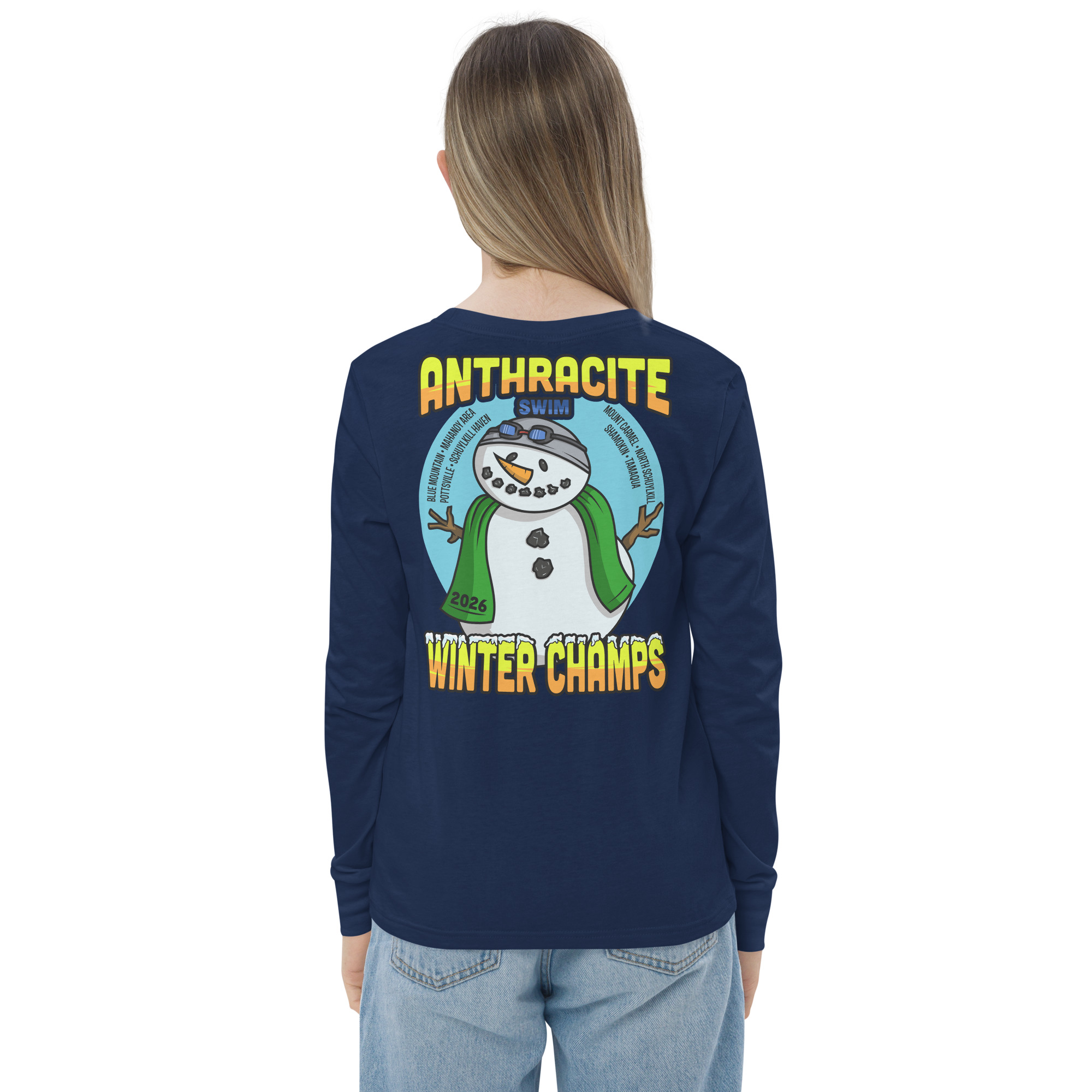 Anthracite Winter Swim Champs 2026 2-Sided Youth long sleeve tee - Image 5