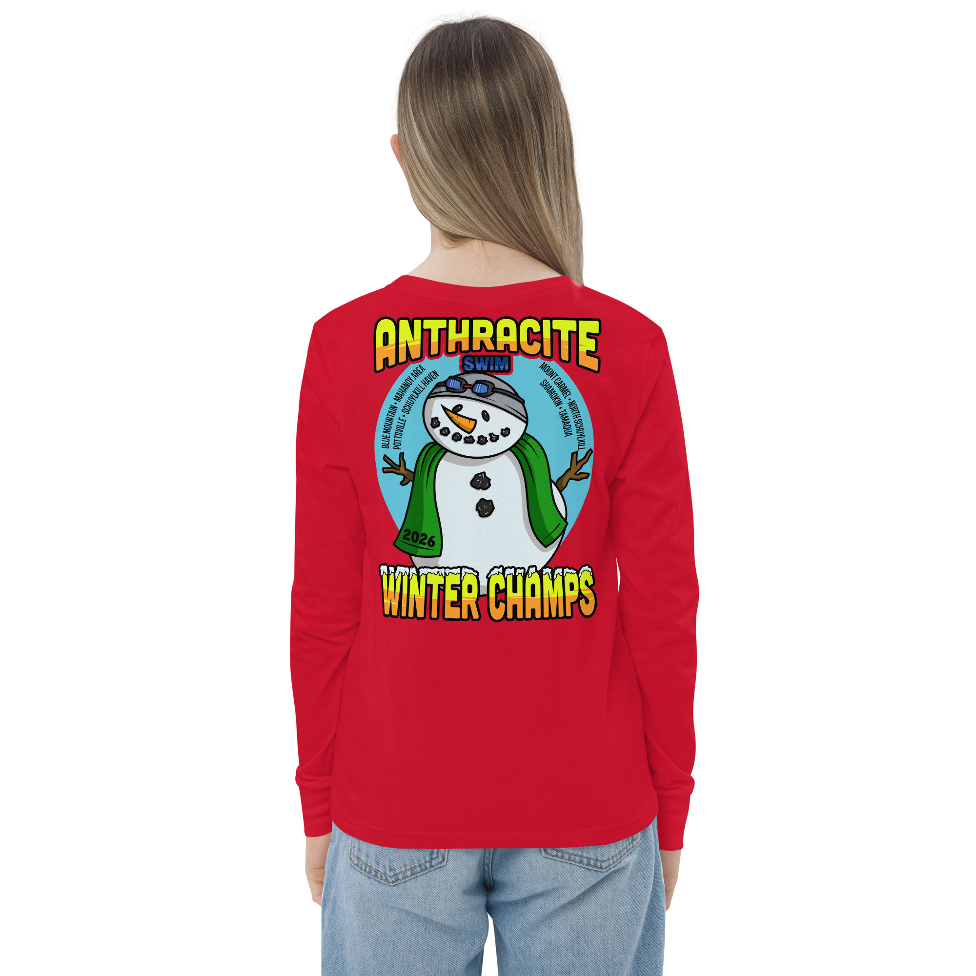 Anthracite Winter Swim Champs 2026 2-Sided Youth long sleeve tee - Image 8