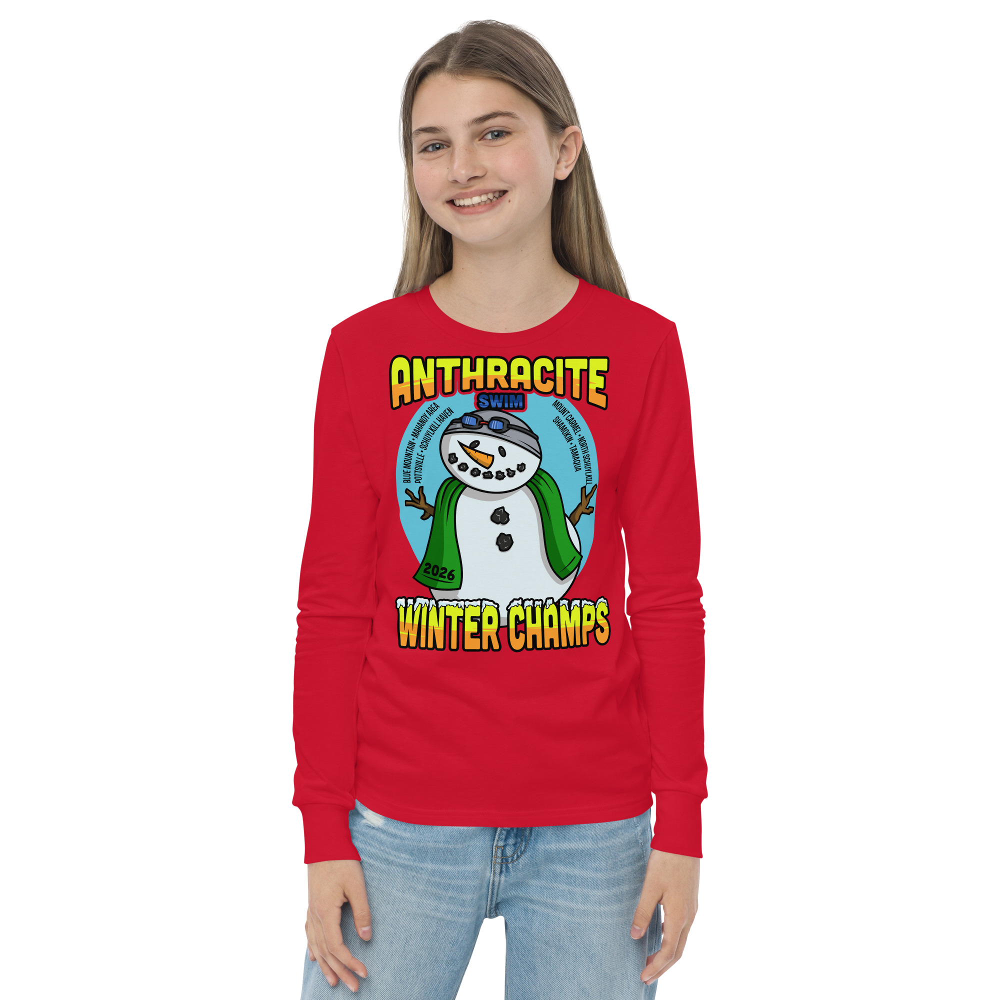 Anthracite Winter Swim Champs 2026 Youth long sleeve tee - Image 4