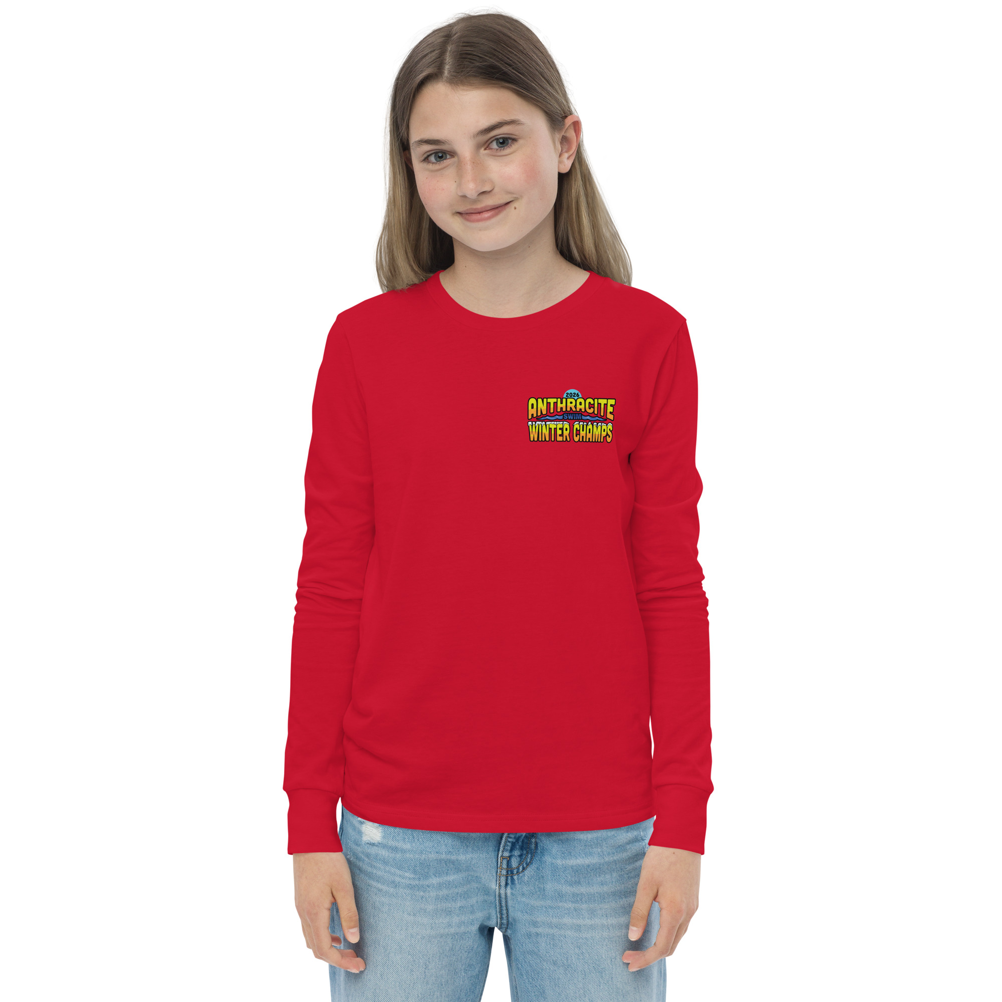 Anthracite Winter Swim Champs 2026 2-Sided Youth long sleeve tee - Image 7