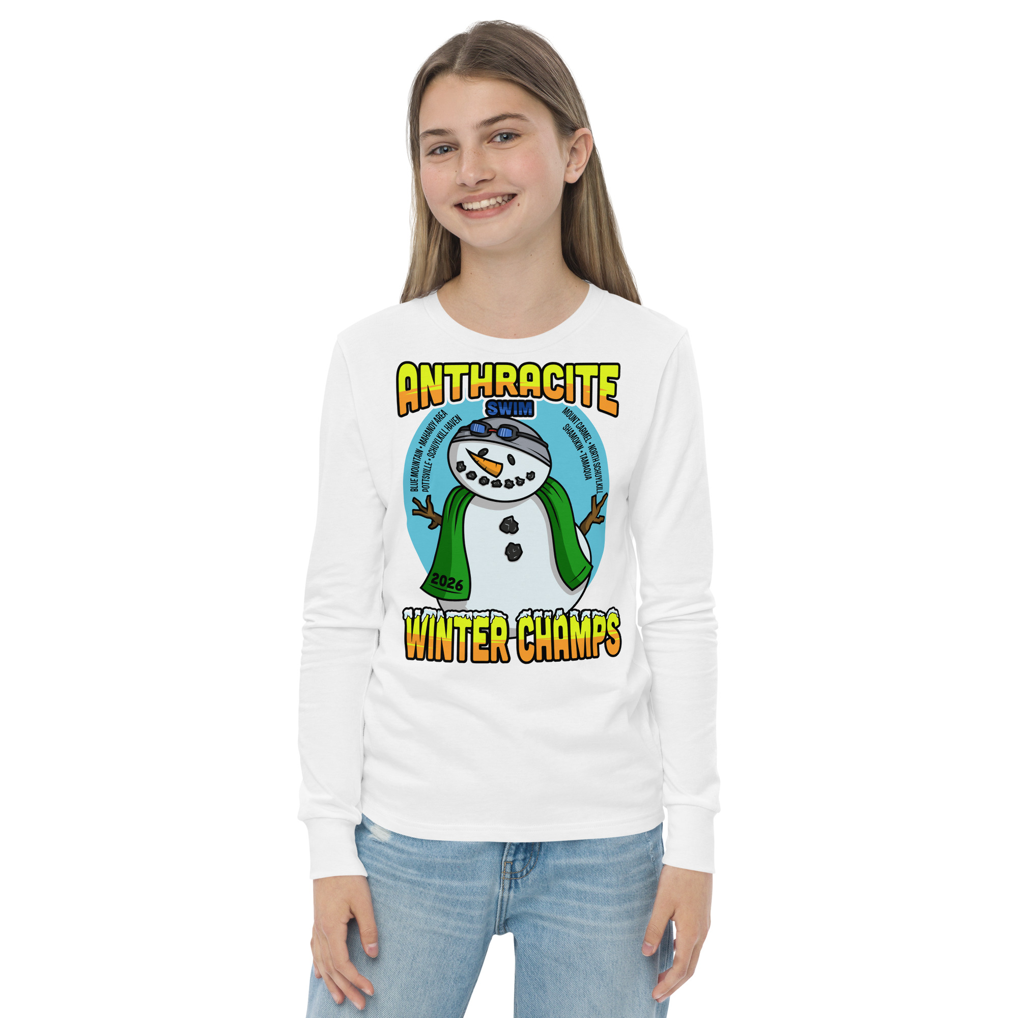 Anthracite Winter Swim Champs 2026 Youth long sleeve tee - Image 5