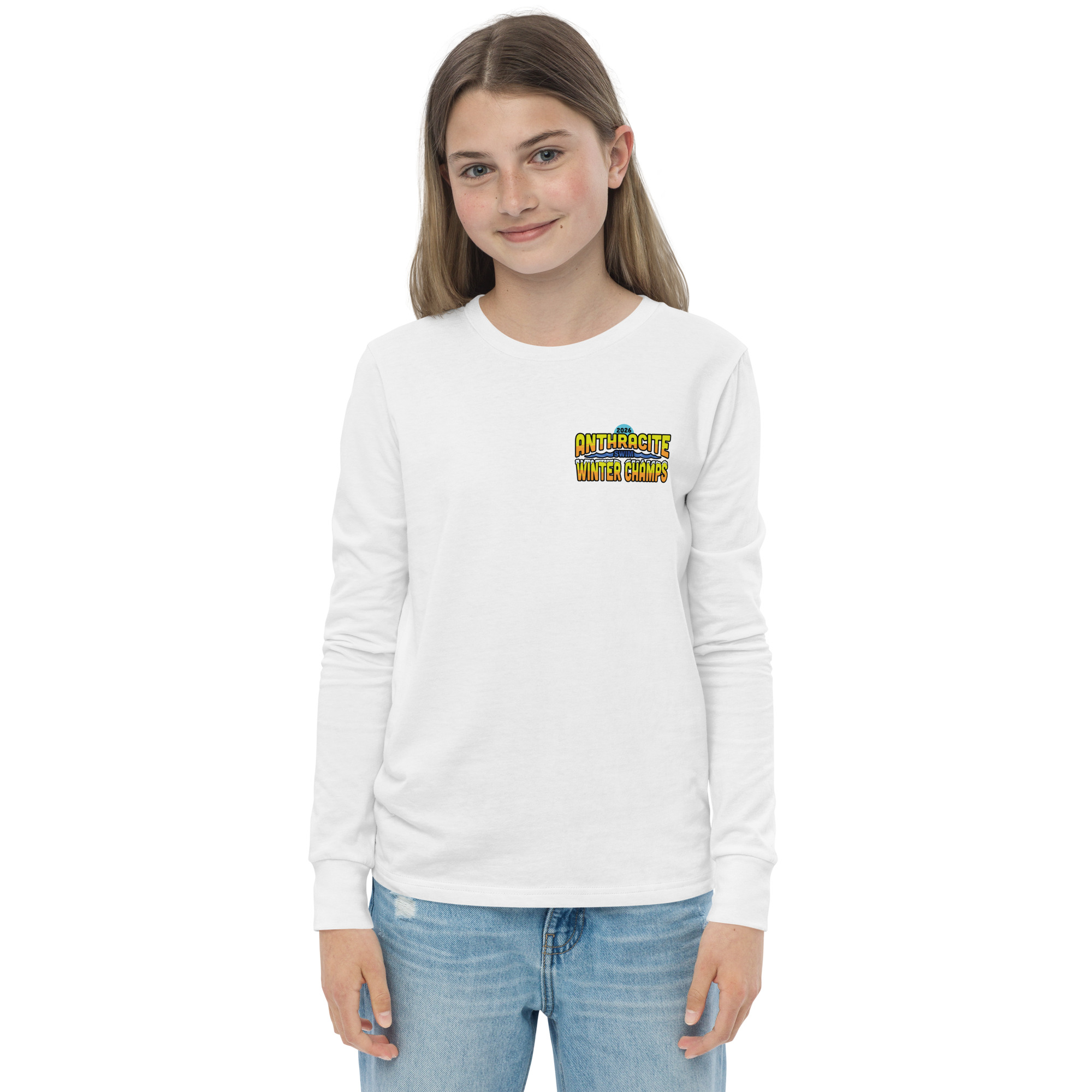 Anthracite Winter Swim Champs 2026 2-Sided Youth long sleeve tee - Image 13